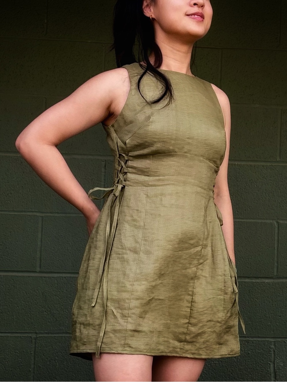 Ramie Tie waist mini dress S